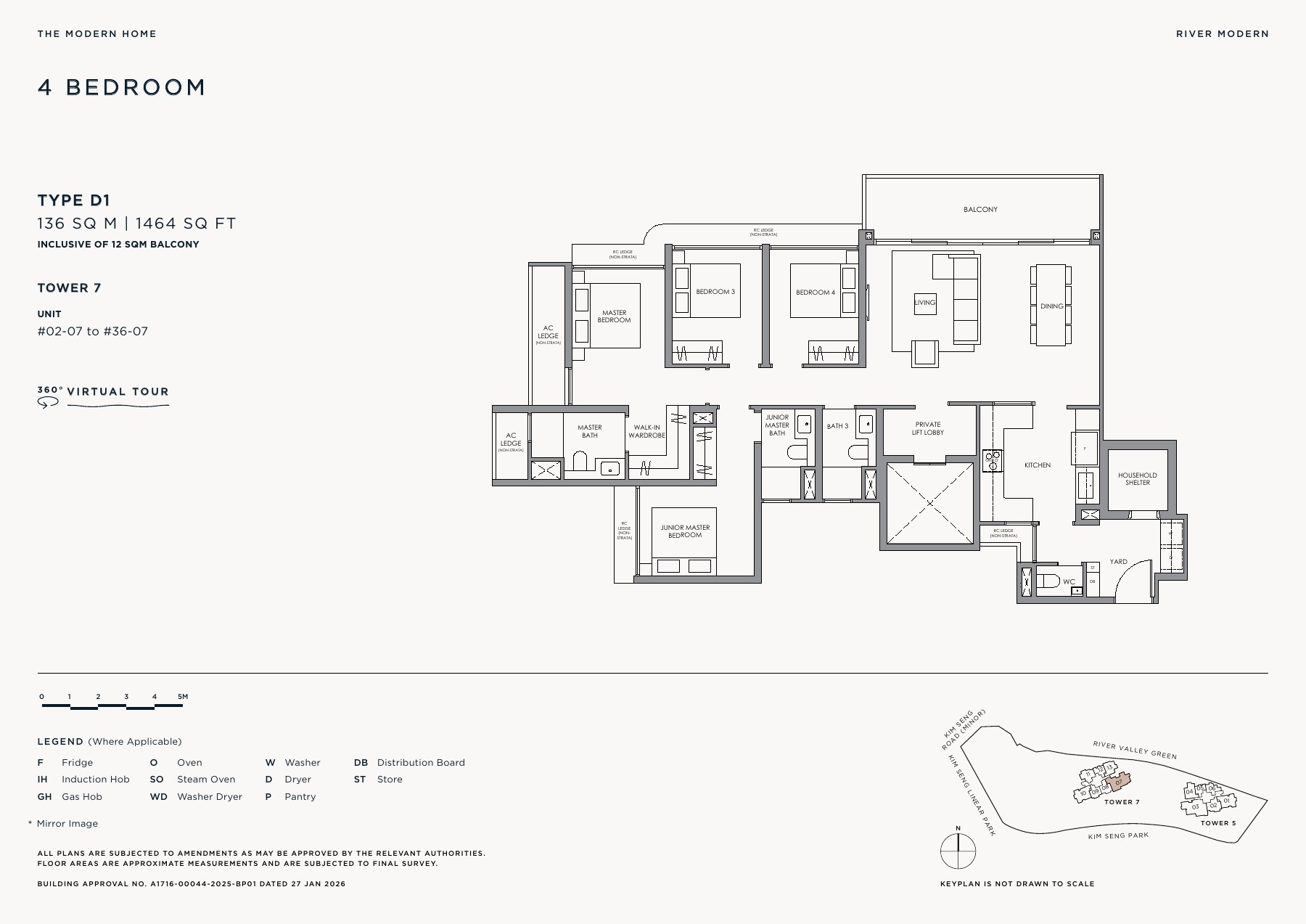 River Modern 4 Bedroom Type D1 floor plan